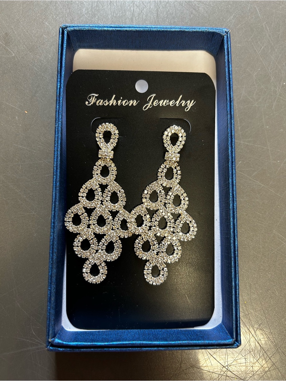 Fashion Jewelry Silver Crystal Chandelier Drop Earrings